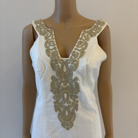 Lilly Pulitzer White Gold Soutache Shift Dress - Size 6 - Picture 6 of 6